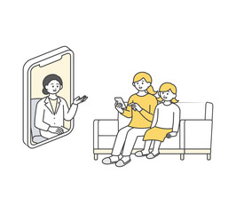 オンライン診療のイメージイラスト素材