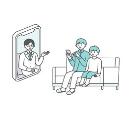 オンライン診療のイメージイラスト素材