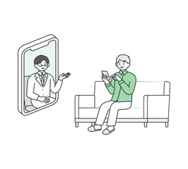 オンライン診療のイメージイラスト素材