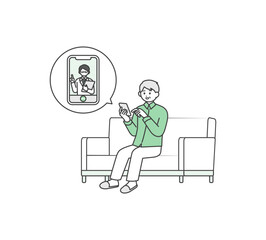オンライン診療のイメージイラスト素材