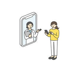 オンライン診療のイメージイラスト素材
