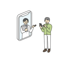 オンライン診療のイメージイラスト素材