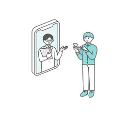 オンライン診療のイメージイラスト素材