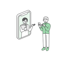 オンライン診療のイメージイラスト素材