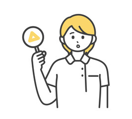 医療従事者が三角の札を持つイラスト素材