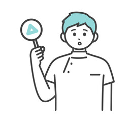 医療従事者が三角の札を持つイラスト素材