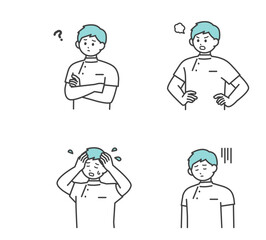 医療従事者の表情とジェスチャーのイラスト素材