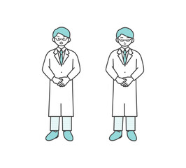 お辞儀をする医療従事者のイラスト素材