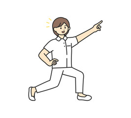 ポジティブな医療従事者の全身イラスト素材