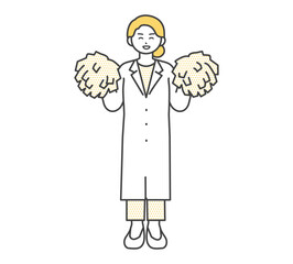 応援する医療従事者の全身のイラスト素材