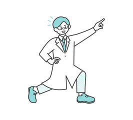 ポジティブな医療従事者の全身イラスト素材