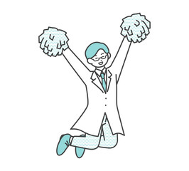 応援する医療従事者の全身のイラスト素材