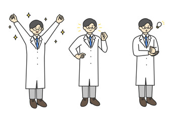 ポジティブな医療従事者の全身のイラスト素材