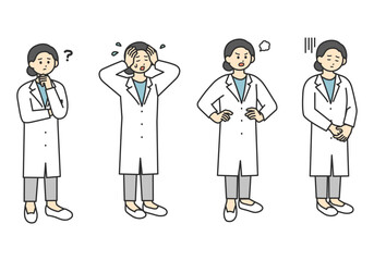 ネガティブな医療従事者の全身のイラスト素材