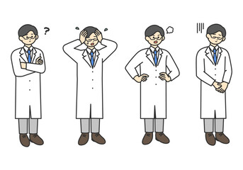 ネガティブな医療従事者の全身のイラスト素材