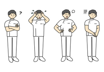 ネガティブな医療従事者の全身のイラスト素材