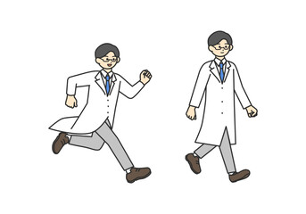 医療従事者の全身イラスト素材（走る、歩く）