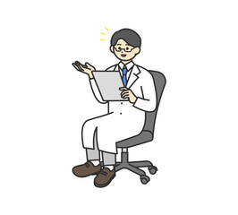 Obraz premium 椅子に座る医師のイラスト素材