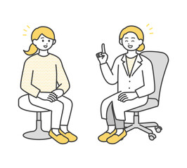 若い女性を診断する医師のイラスト素材
