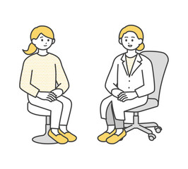 若い女性を診断する医師のイラスト素材