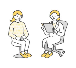 若い女性を診断する医師のイラスト素材