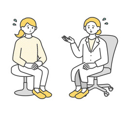 若い女性を診断する医師のイラスト素材
