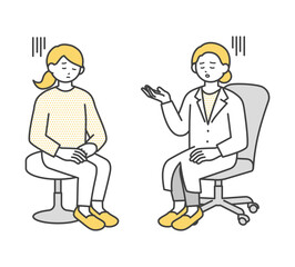 若い女性を診断する医師のイラスト素材