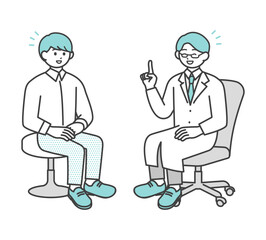 若い男性を診断する医師のイラスト素材