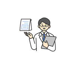 医薬品の説明をする医療従事者のイメージイラスト素材