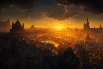 Sun rises on an ancient, powerful city..