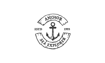 vintage anchor vector illustration bedge logo design, vector illustration design