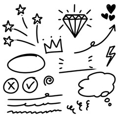 set of Hand drawn doodle elements for concept design isolated on white background. vector illustration.