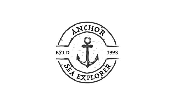 vintage anchor vector illustration bedge logo design, vector illustration design