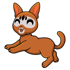 Cute abyssinian cat cartoon jumping