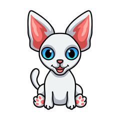 Cute devon rex cat cartoon sitting