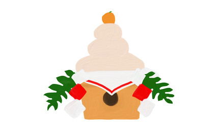 日本のお正月に飾る鏡餅（透過バージョン）