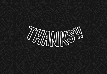 Thanks thank you doodle hand drawing chalk text background for presentation closing statement. typography for banner, poster, greeting card
