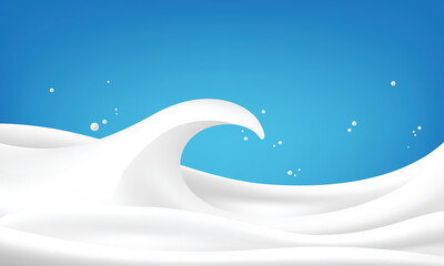 Abstract wave milk on blue background, vector illustration and design.