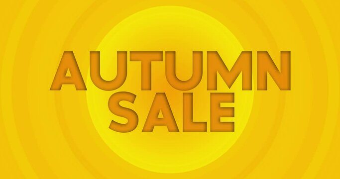 Autumn Sale text with yellow hot summer sun. Simple animation of a bright orange sunlight.