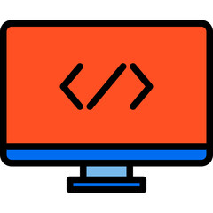 Coding blue outline icon