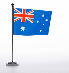 Australian table flag waving on white background
