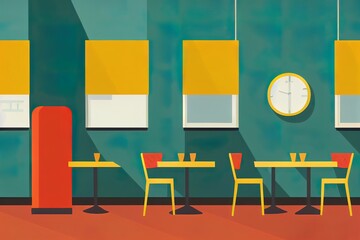 Empty cafe interior. Flat design 2d style illustration