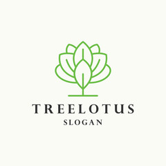 Tree lotus logo icon design template vector illustration