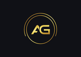 Golden circle brand logo icon and simple flat alphabet symbol 2d logo design vector brand icon letters