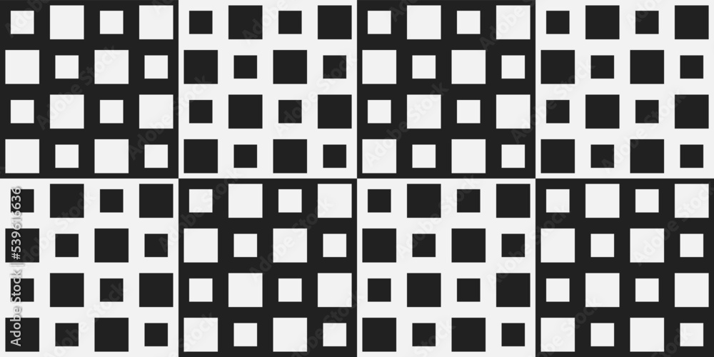 Poster A checkered tile with small squares inside each cell. Black and white elemental pattern.