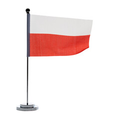 Polish table flag waving on white background