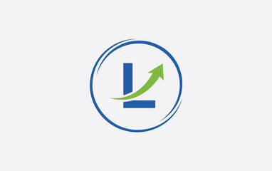 Growth arrow icon and financial circle logo design with the letters and alphabets