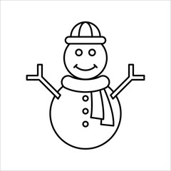 snowman icon. Happy winter snowman line art icon. Vector concept illustration for design.