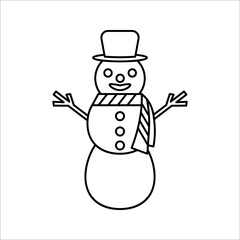 snowman icon. Happy winter snowman line art icon. Vector concept illustration for design.