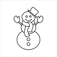 snowman icon. Happy winter snowman line art icon. Vector concept illustration for design.